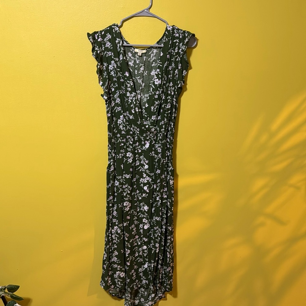 Kori dress|green floral/high low dress
